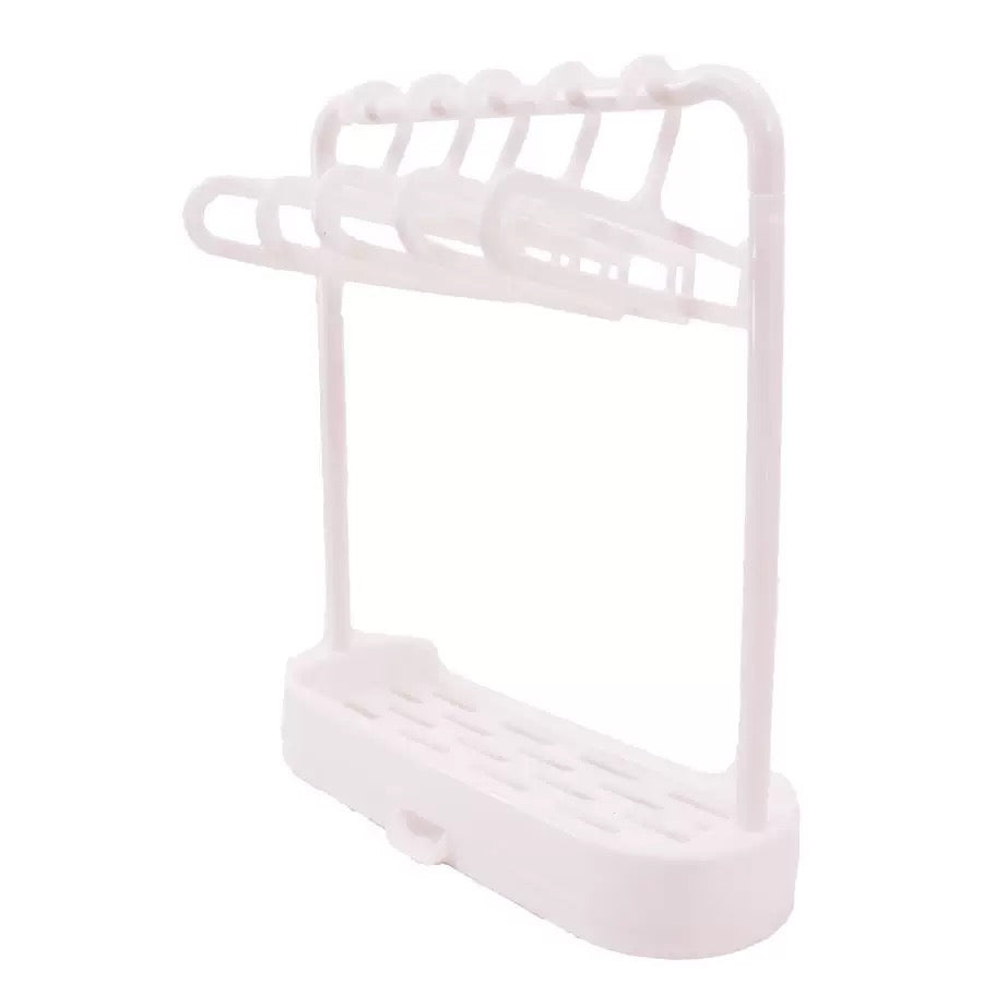 Labubu Clothes Hanger Rack with 5 Hangers – White Organizer (19×17×6.5 cm)